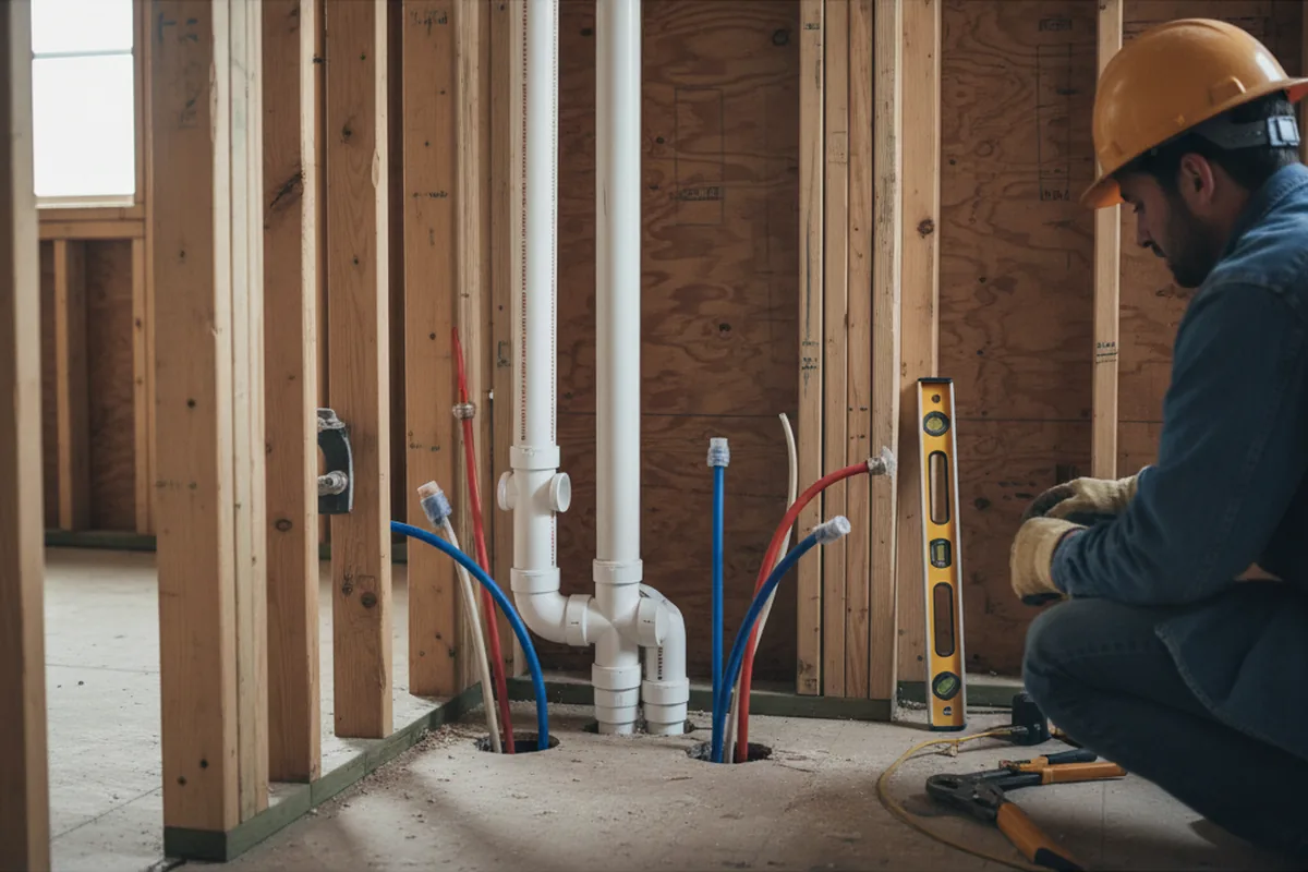 Drain and supply rough-in during Sump Pump Repair in Ardmore